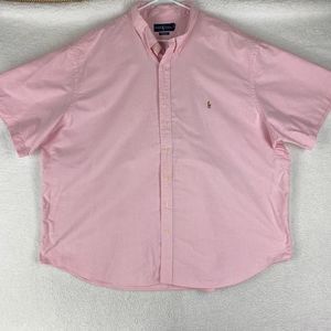 Ralph Lauren Shirt Mens Size 4XB Big Pink Short Sleeve Button Down Barbie *READ*